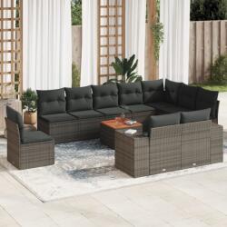 vidaXL 11 részes szürke polyrattan kerti ülőgarnitúra párnákkal (3257831)