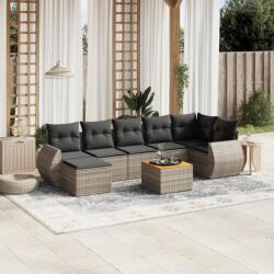 vidaXL 8 részes szürke polyrattan kerti ülőgarnitúra párnákkal (3257446)