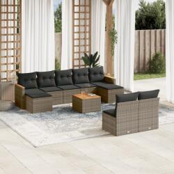 vidaXL 10 részes szürke polyrattan kerti ülőgarnitúra párnákkal (3258784) - vidaxl