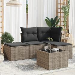 vidaXL 5 részes szürke polyrattan kerti ülőgarnitúra párnákkal (3249329)
