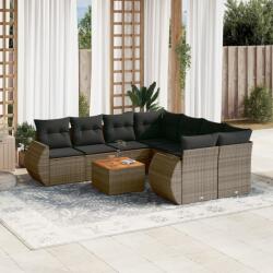 vidaXL 9 részes szürke polyrattan kerti ülőgarnitúra párnákkal (3257264)
