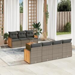 vidaXL 8 részes szürke polyrattan kerti ülőgarnitúra párnákkal (3227488)