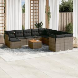vidaXL 12 részes szürke polyrattan kerti ülőgarnitúra párnákkal (3223981)