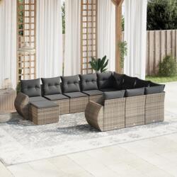 vidaXL 11 részes szürke polyrattan kerti ülőgarnitúra párnákkal (3257523)