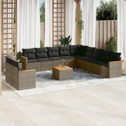 vidaXL 12 részes szürke polyrattan kerti ülőgarnitúra párnákkal (3258539)
