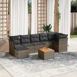 vidaXL 8 részes szürke polyrattan kerti ülőgarnitúra párnákkal (3256088)