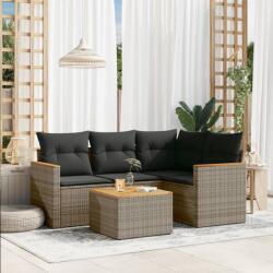 vidaXL 5 részes szürke polyrattan kerti ülőgarnitúra párnákkal (3258343)