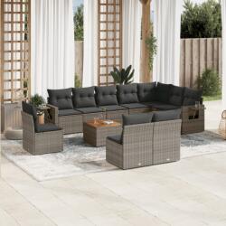 vidaXL 11 részes szürke polyrattan kerti ülőgarnitúra párnákkal (3256949)