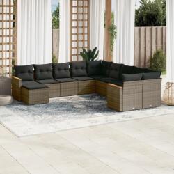 vidaXL 11 részes szürke polyrattan kerti ülőgarnitúra párnákkal (3258973)
