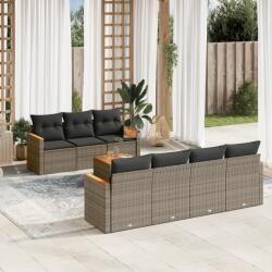 vidaXL 8 részes szürke polyrattan kerti ülőgarnitúra párnákkal (3258210)