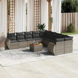 vidaXL 11 részes szürke polyrattan kerti ülőgarnitúra párnákkal (3257530)