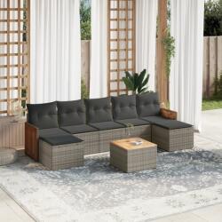vidaXL 8 részes szürke polyrattan kerti ülőgarnitúra párnákkal (3260324)