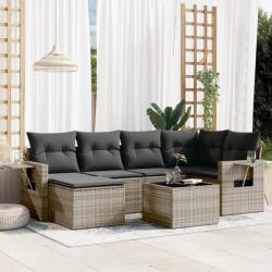vidaXL 7 részes szürke polyrattan kerti ülőgarnitúra párnákkal (3252807)