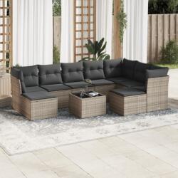 vidaXL 10 részes szürke polyrattan kerti ülőgarnitúra párnákkal (3250419)