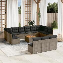 vidaXL 14 részes szürke polyrattan kerti ülőgarnitúra párnákkal (3256235)