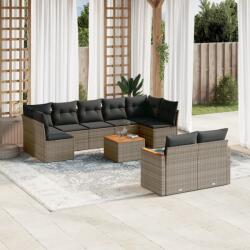 vidaXL 10 részes szürke polyrattan kerti ülőgarnitúra párnákkal (3226298)
