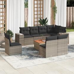 vidaXL 9 részes szürke polyrattan kerti ülőgarnitúra párnákkal (3225486)