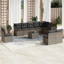 vidaXL 11 részes szürke polyrattan kerti ülőgarnitúra párnákkal (3249649)