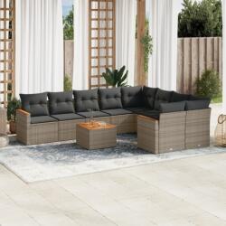 vidaXL 10 részes szürke polyrattan kerti ülőgarnitúra párnákkal (3226312)