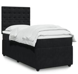 vidaXL fekete bársony rugós ágy matraccal 100 x 200 cm (3292276)