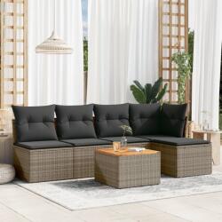 vidaXL 6 részes szürke polyrattan kerti ülőgarnitúra párnákkal (3223603)