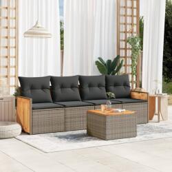 vidaXL 5 részes szürke polyrattan kerti ülőgarnitúra párnákkal (3259862)