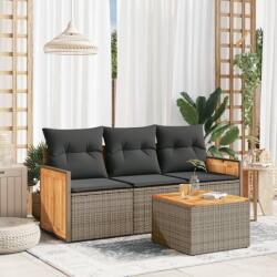 vidaXL 4 részes szürke polyrattan kerti ülőgarnitúra párnákkal (3227446)