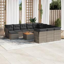vidaXL 13 részes szürke polyrattan kerti ülőgarnitúra párnákkal (3223988)