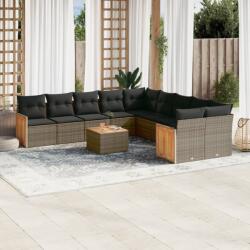 vidaXL 11 részes szürke polyrattan kerti ülőgarnitúra párnákkal (3228041) - vidaxl