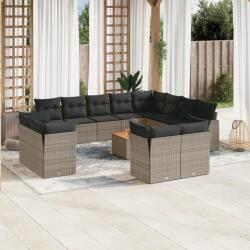vidaXL 13 részes szürke polyrattan kerti ülőgarnitúra párnákkal (3223953)