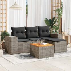 vidaXL 5 részes szürke polyrattan kerti ülőgarnitúra párnákkal (3225416)
