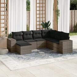 vidaXL 7 részes szürke polyrattan kerti ülőgarnitúra párnákkal (3255237)