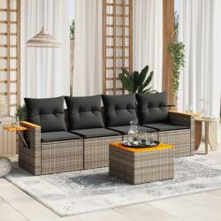 vidaXL 5 részes szürke polyrattan kerti ülőgarnitúra párnákkal (3226620)