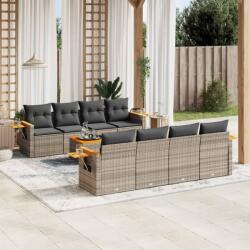vidaXL 9 részes szürke polyrattan kerti ülőgarnitúra párnákkal (3226662)