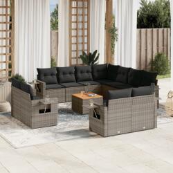 vidaXL 12 részes szürke polyrattan kerti ülőgarnitúra párnákkal (3257159)