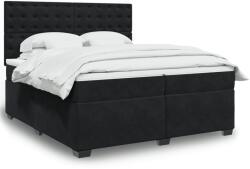 vidaXL fekete bársony rugós ágy matraccal 200x200 cm (3291016)