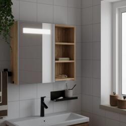 vidaXL tölgyszínű tükrös fürdőszobaszekrény LED-del 60 x 13 x 52cm (357972)