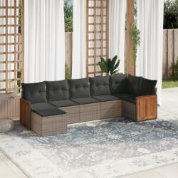vidaXL 7 részes szürke polyrattan kerti ülőgarnitúra párnákkal (3260275)