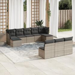 vidaXL 10 részes szürke polyrattan kerti ülőgarnitúra párnákkal (3250129)