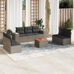 vidaXL 8 részes szürke polyrattan kerti ülőgarnitúra párnákkal (3257733)