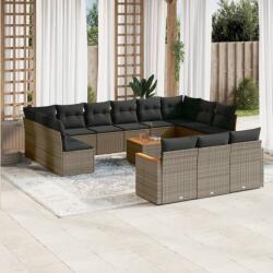 vidaXL 14 részes szürke polyrattan kerti ülőgarnitúra párnákkal (3226466)