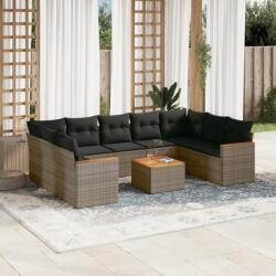 vidaXL 10 részes szürke polyrattan kerti ülőgarnitúra párnákkal (3226284)