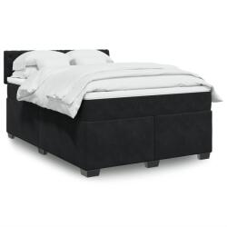 vidaXL fekete bársony rugós ágy matraccal 160x200 cm (3288662)