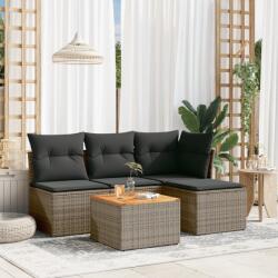 vidaXL 5 részes szürke polyrattan kerti ülőgarnitúra párnákkal (3255927)
