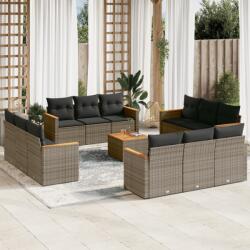 vidaXL 13 részes szürke polyrattan kerti ülőgarnitúra párnákkal (3225843)
