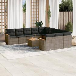 vidaXL 12 részes szürke polyrattan kerti ülőgarnitúra párnákkal (3258840)