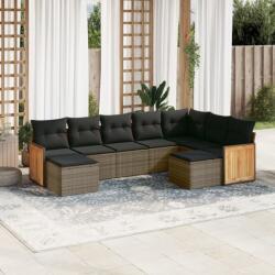 vidaXL 9 részes szürke polyrattan kerti ülőgarnitúra párnákkal (3260625) - vidaxl