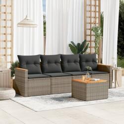 vidaXL 5 részes szürke polyrattan kerti ülőgarnitúra párnákkal (3258182)