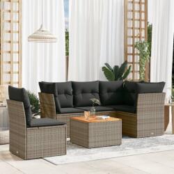 vidaXL 6 részes szürke polyrattan kerti ülőgarnitúra párnákkal (3223645)