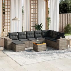 vidaXL 9 részes szürke polyrattan kerti ülőgarnitúra párnákkal (3257915)